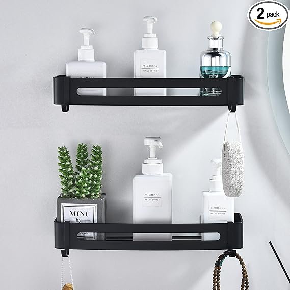 decluttering small bathroom with wall organizer